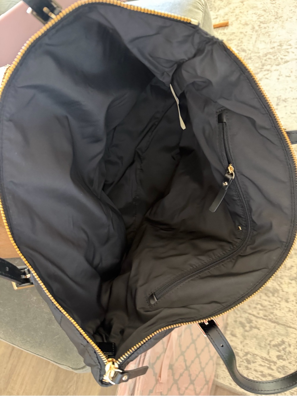 kate spade Black Quilted Nylon Tote with Gold Logo - Picture 2 of 2